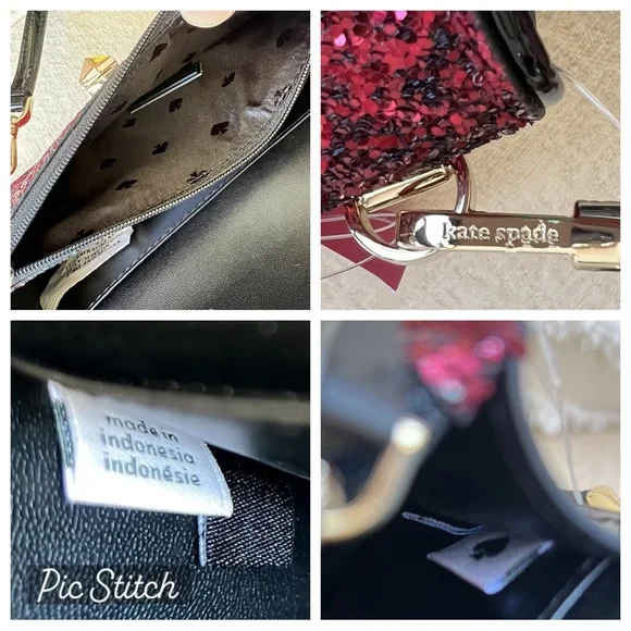 KATE SPADE Odette GLITTER MINI top handle crossbody bag blkcherry - Picture 8 of 17